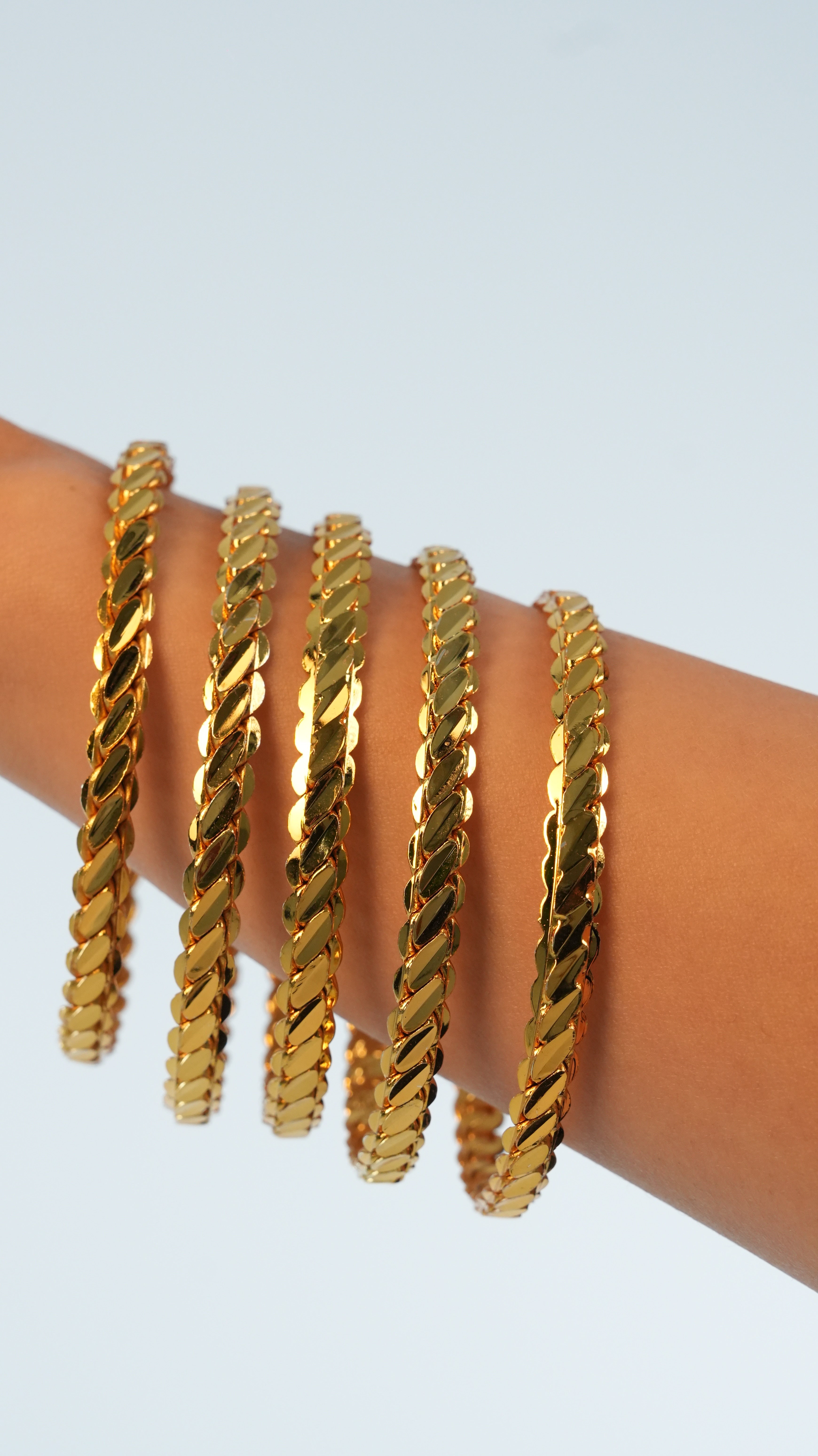 22 Ayar Altın Görünümlü Adana Burması Model Bilezik – 3'lü Set