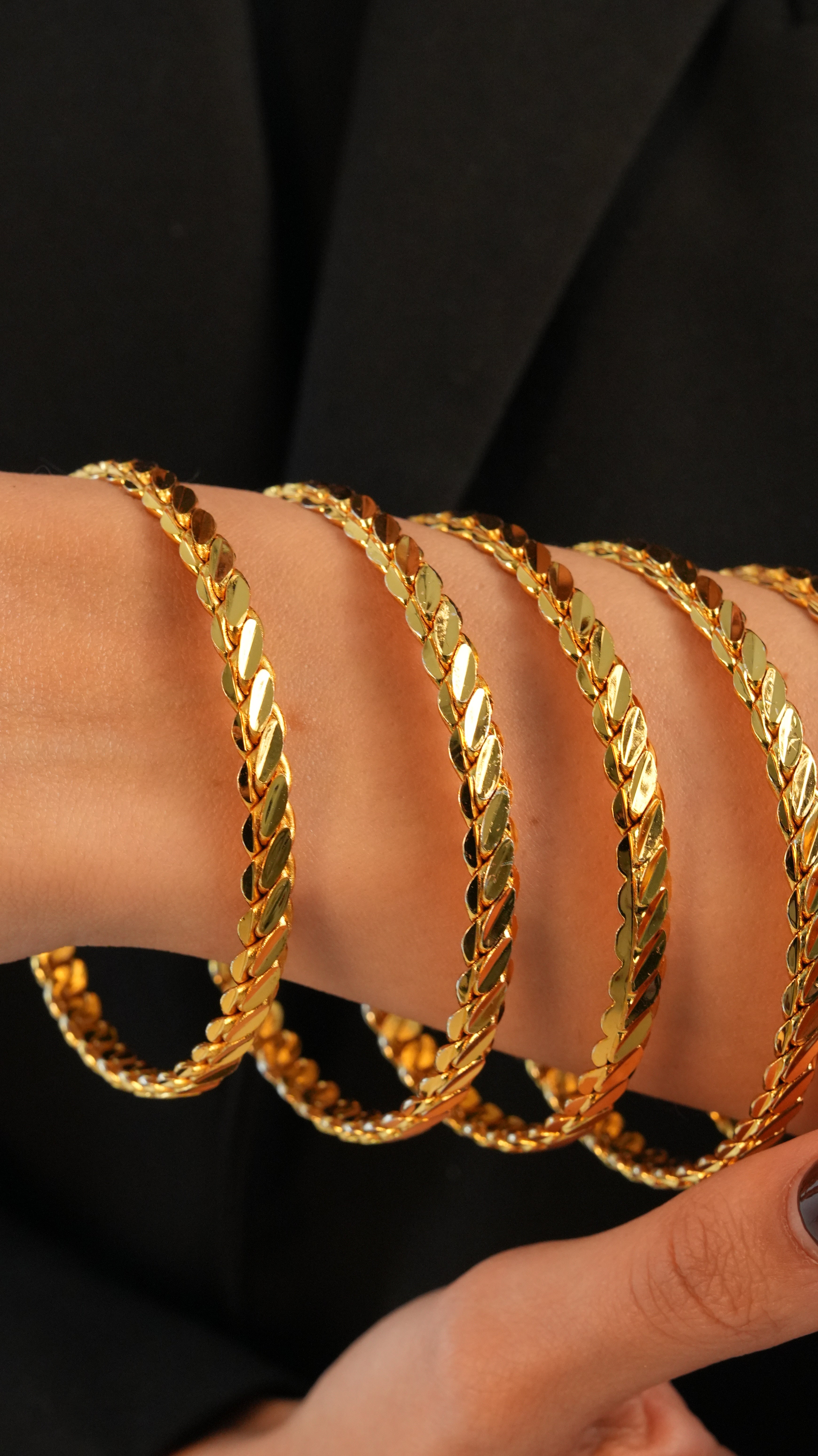 22 Ayar Altın Görünümlü Adana Burması Model Bilezik – 3'lü Set