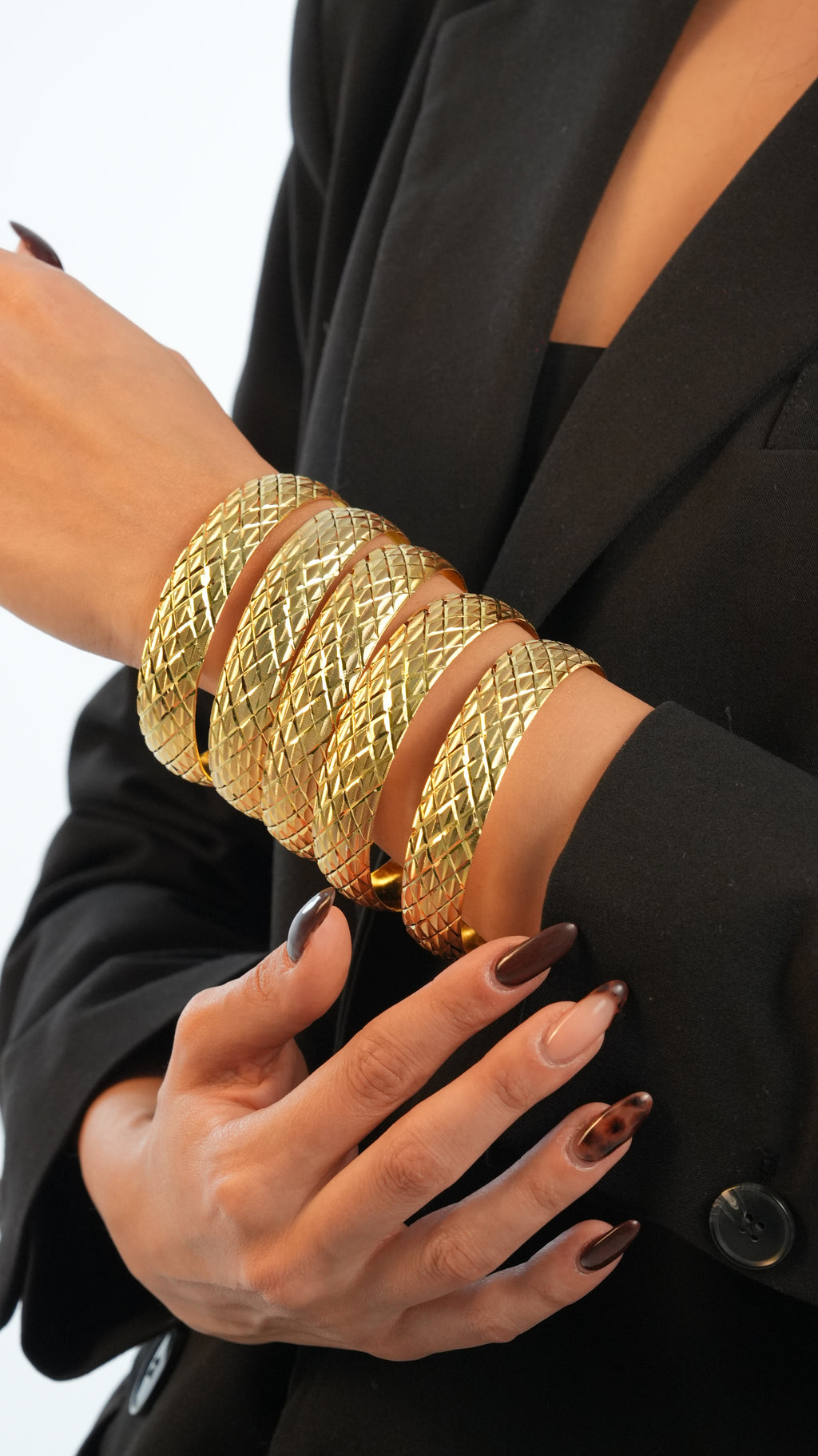 22 Ayar Altın Görünümlü Baklava Model Bilezik – 3'lü Set