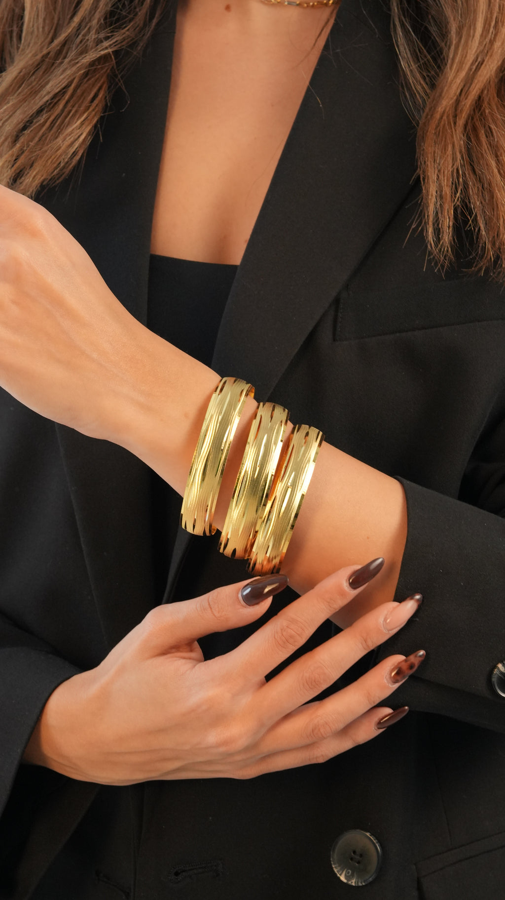 22 Ayar Altın Görünümlü Ağaç Kabuğu Bilezik