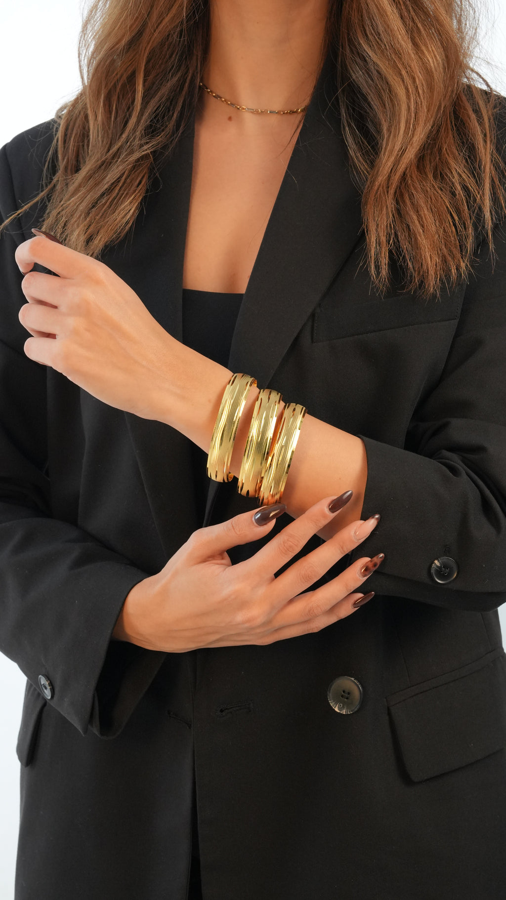 22 Ayar Altın Görünümlü Ağaç Kabuğu Bilezik