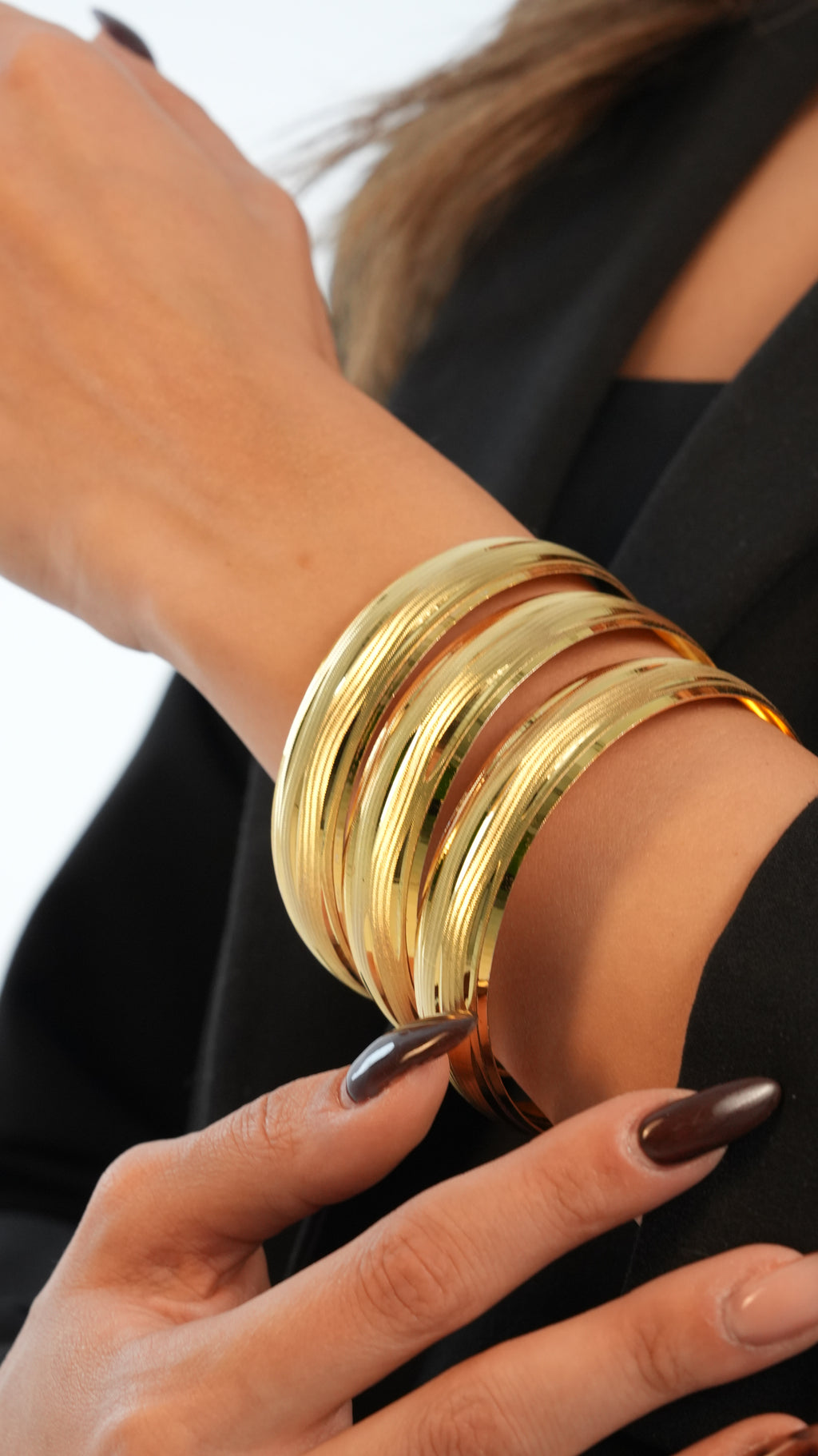 22 Ayar Altın Görünümlü Ağaç Kabuğu Bilezik