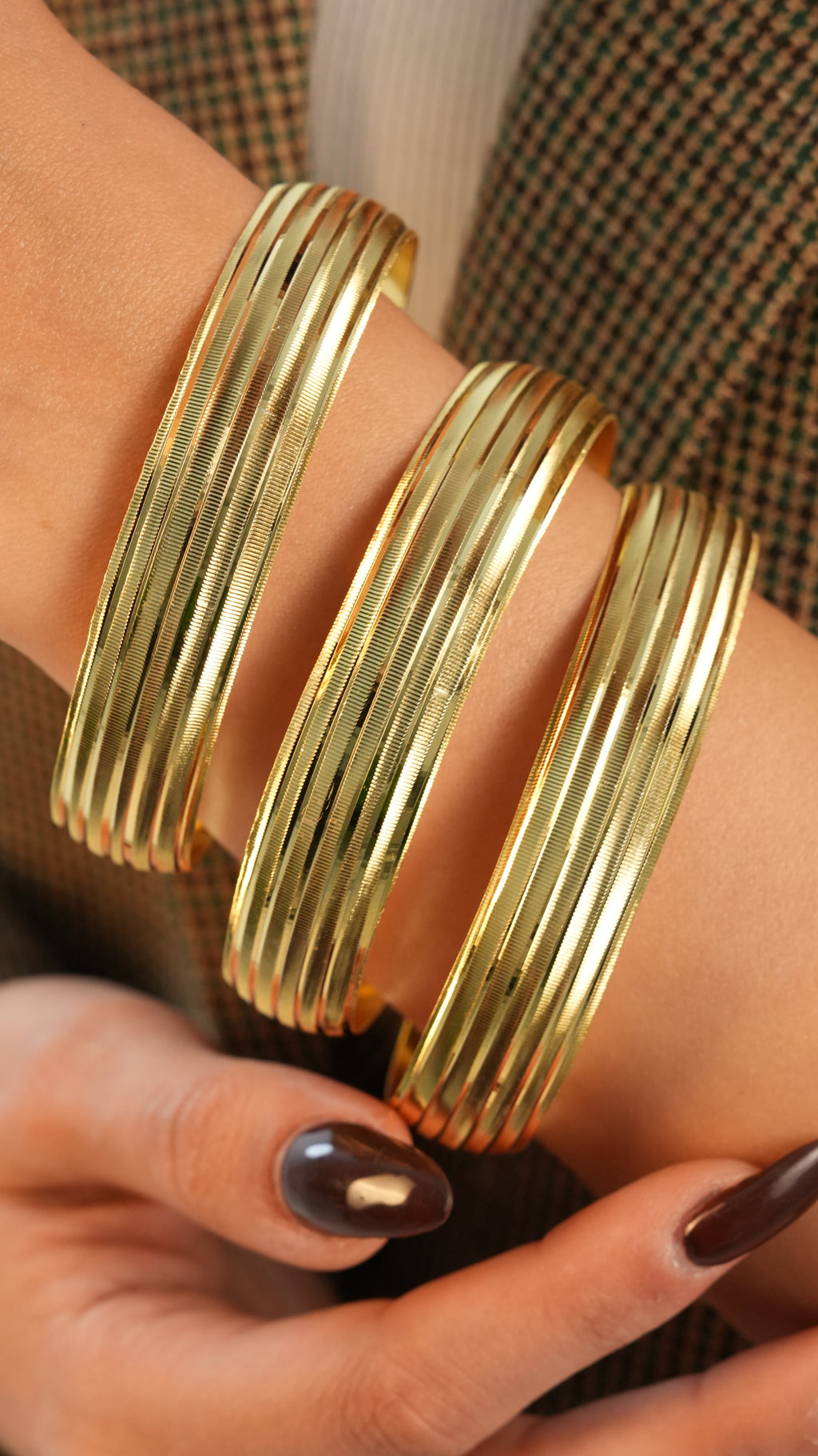 22 Ayar Altın Görünümlü Çidem Model Bilezik – 3'lü Set