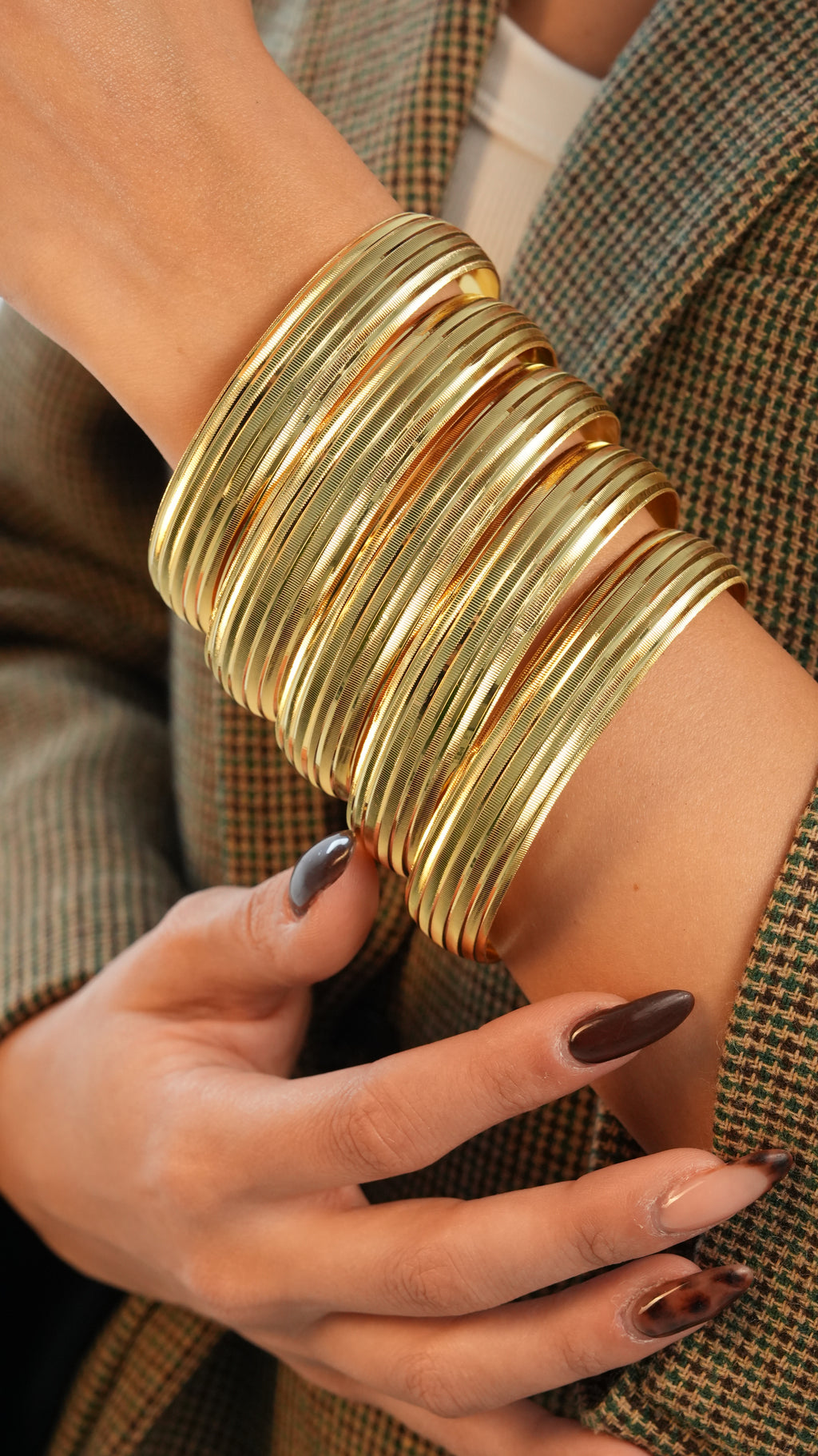 22 Ayar Altın Görünümlü Çidem Model Bilezik – 3'lü Set