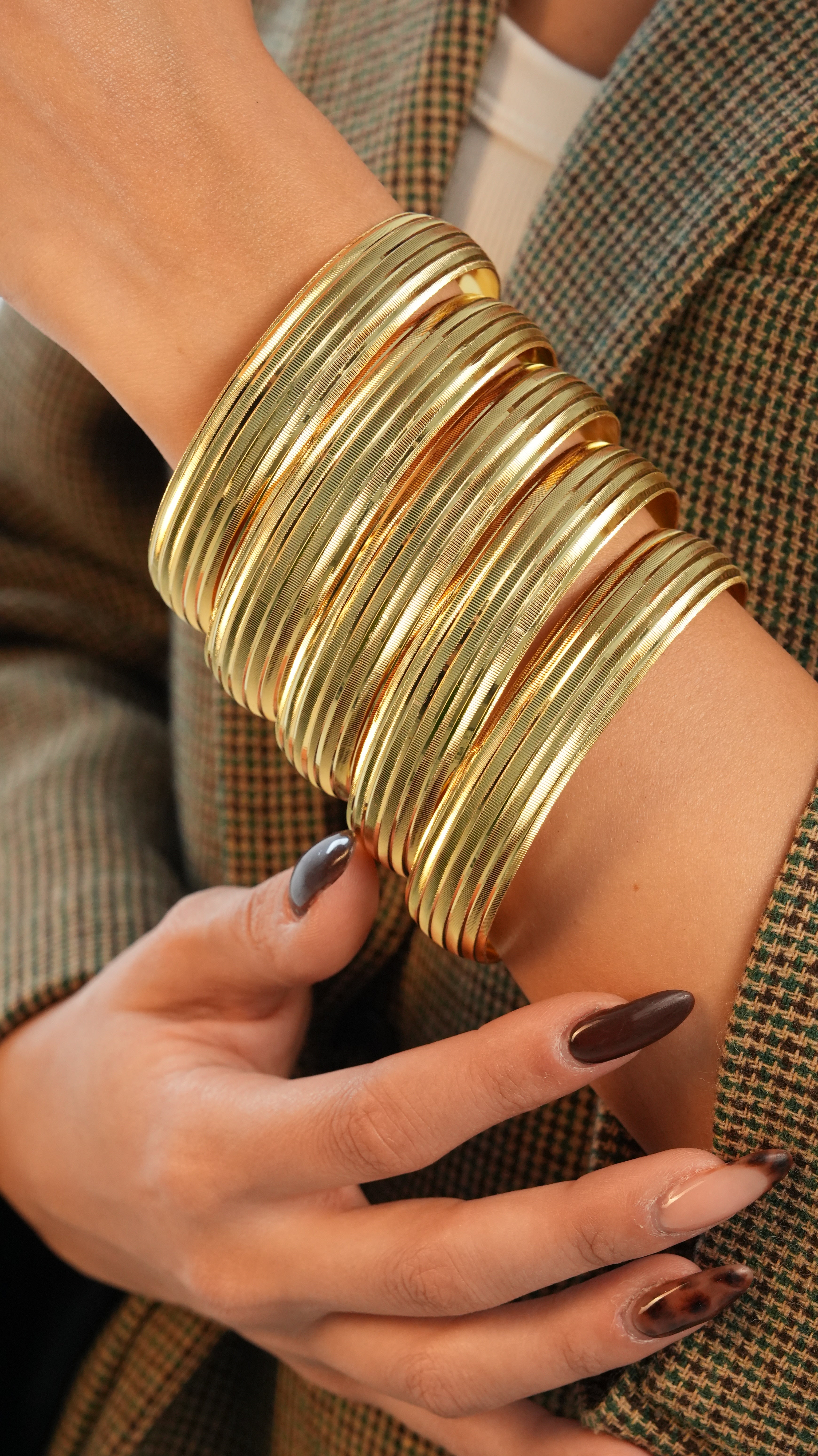 22 Ayar Altın Görünümlü Çidem Model Bilezik – 3'lü Set