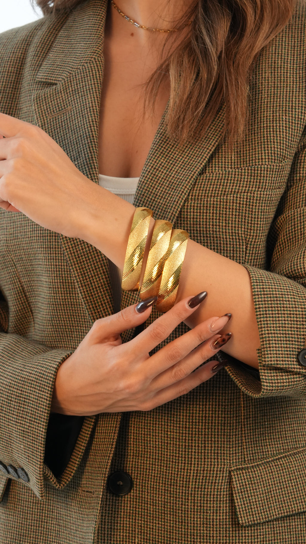 22 Ayar Altın Görünümlü Miya Model Bilezik – 3'lü Set