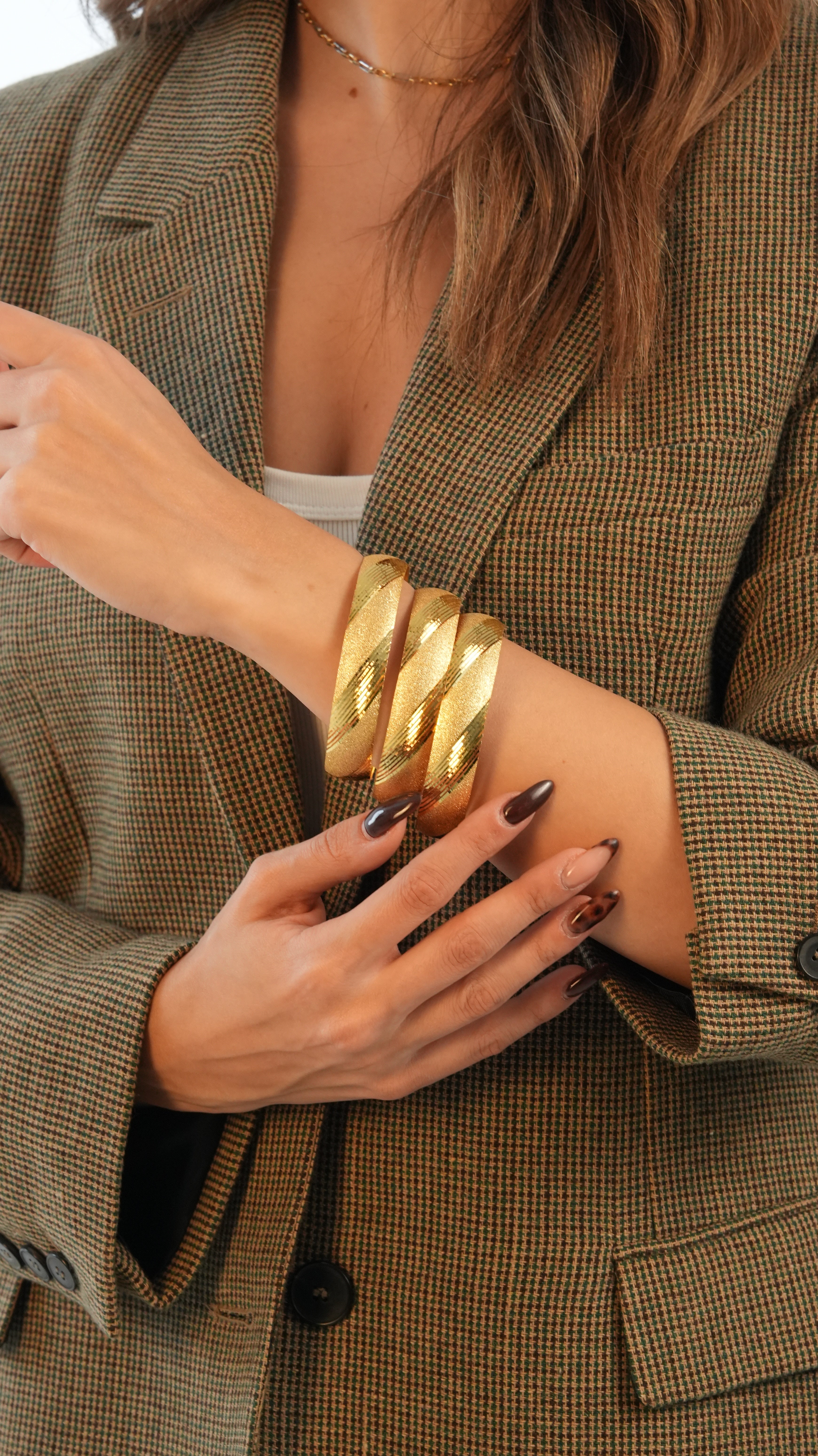 22 Ayar Altın Görünümlü Miya Model Bilezik – 3'lü Set