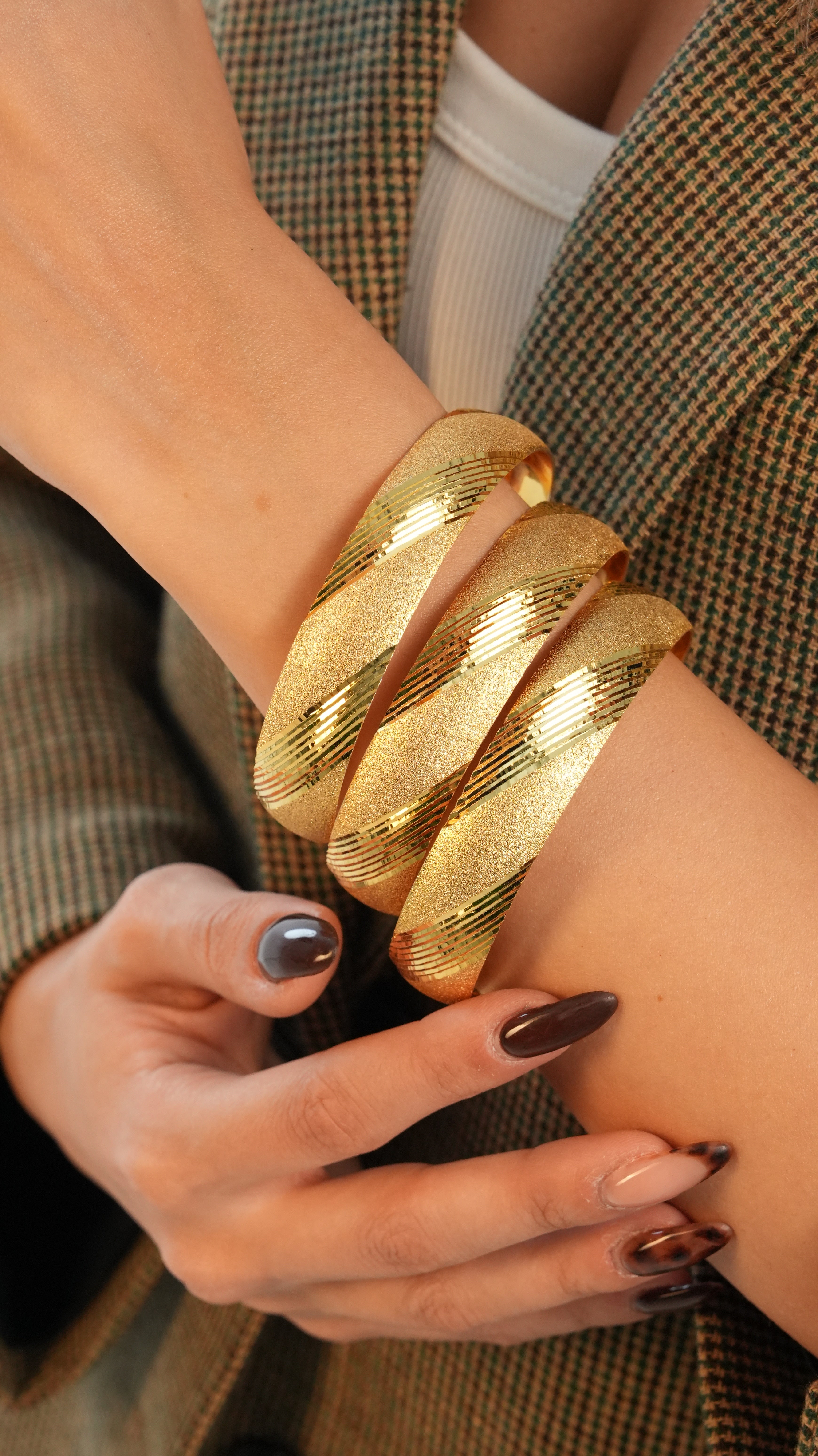 22 Ayar Altın Görünümlü Miya Model Bilezik – 3'lü Set