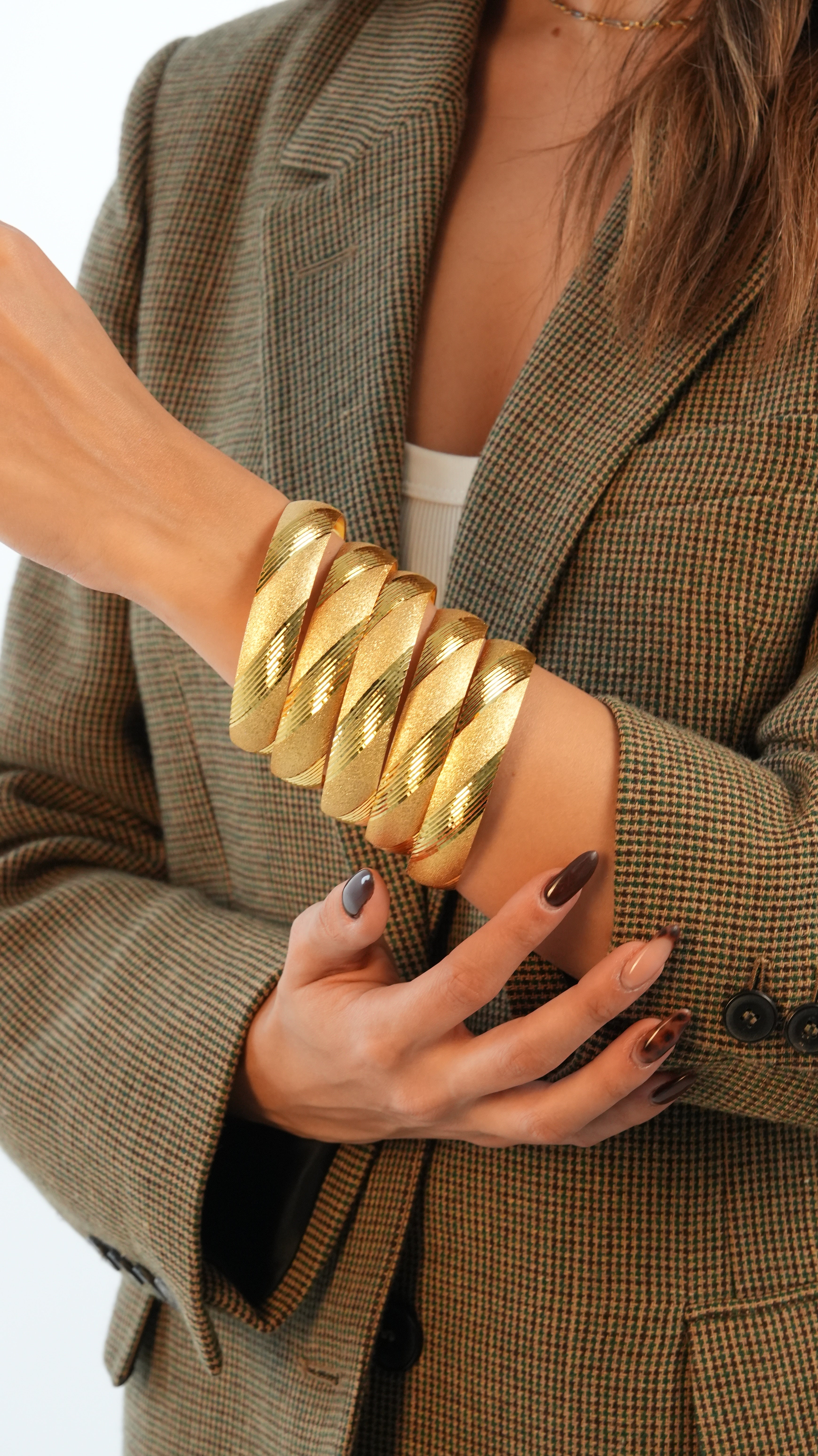 22 Ayar Altın Görünümlü Miya Model Bilezik – 3'lü Set