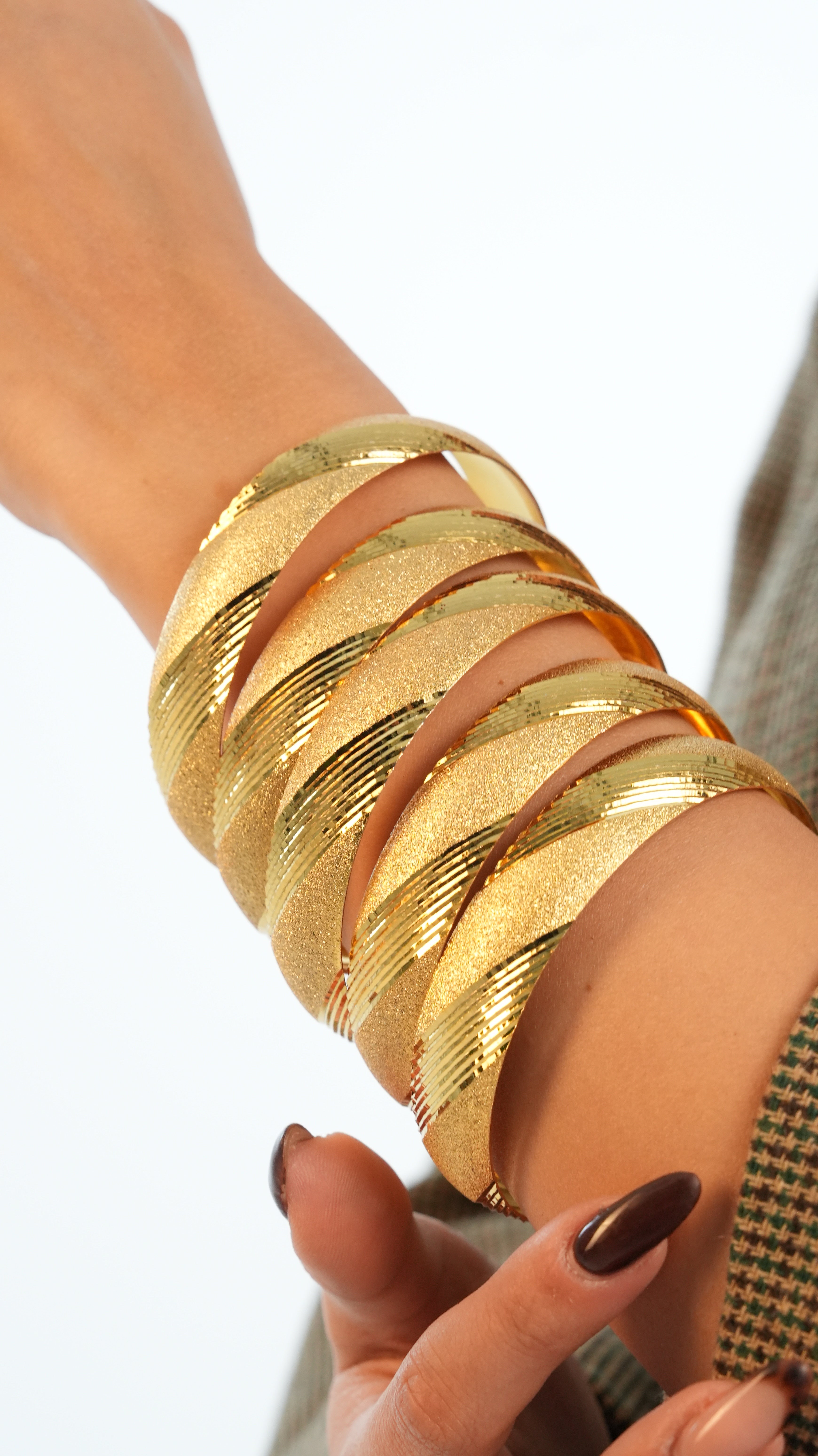 22 Ayar Altın Görünümlü Miya Model Bilezik – 3'lü Set