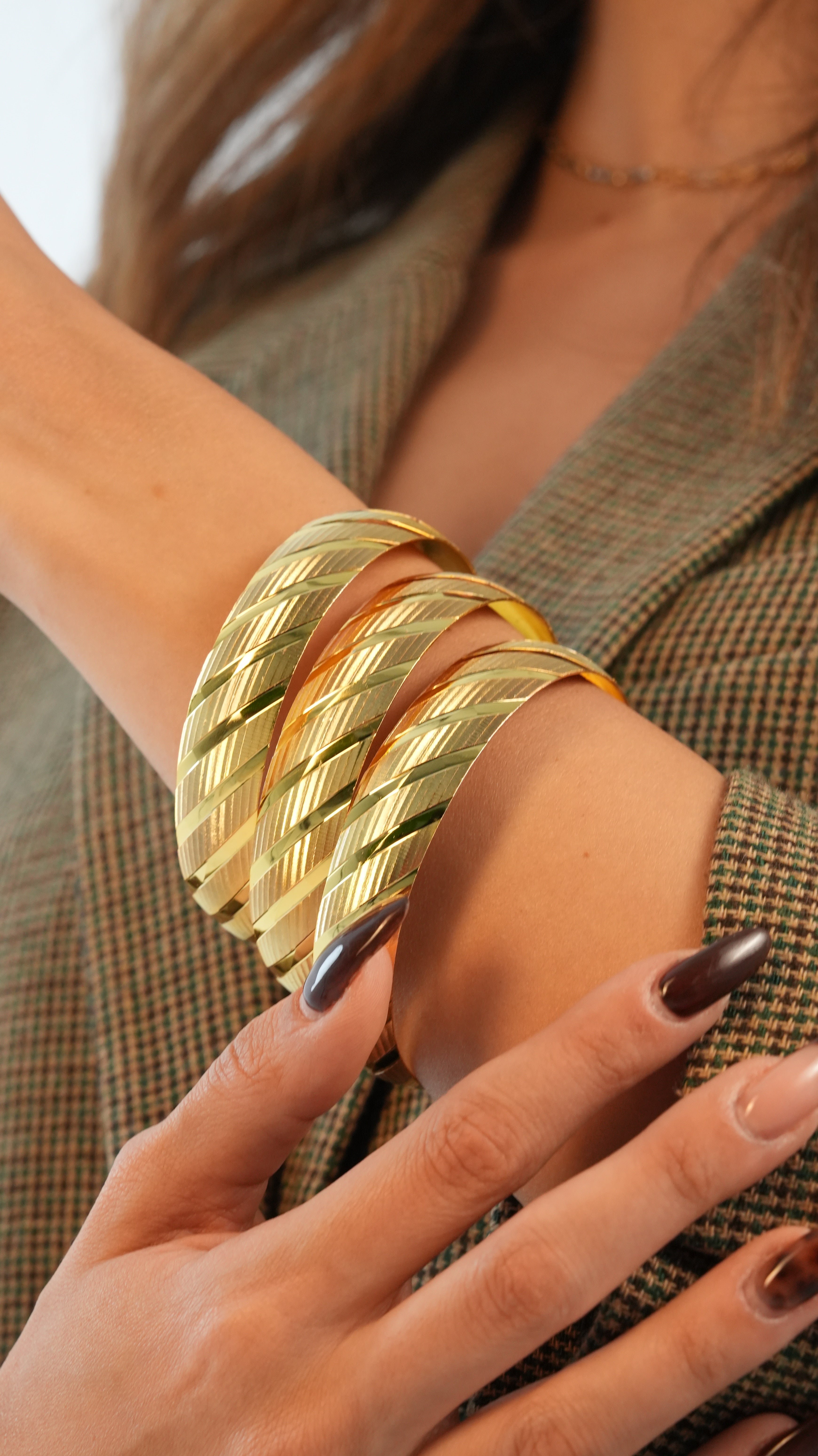 22 Ayar Altın Görünümlü Meltem Model Bilezik – 3'lü Set