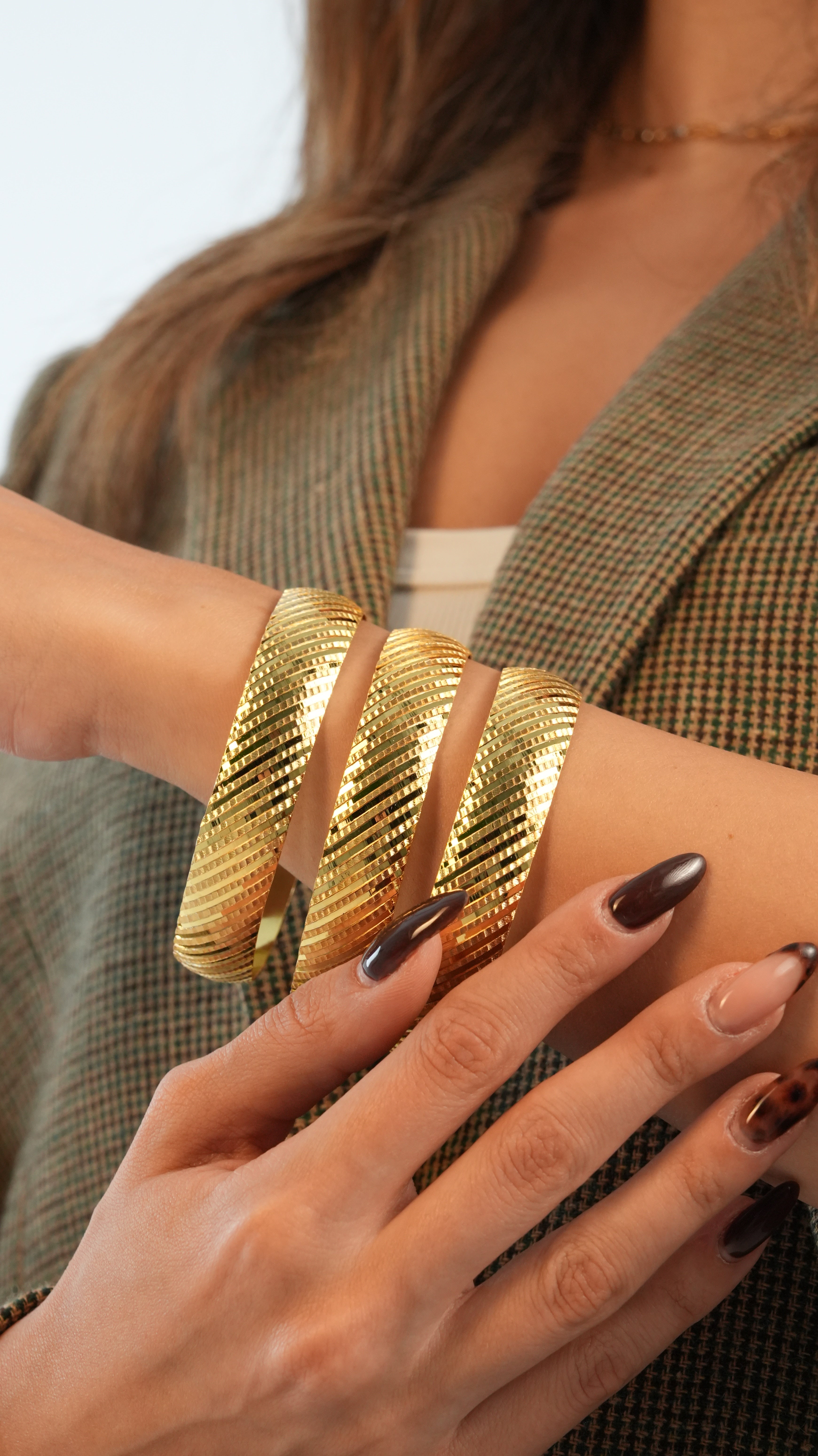 22 Ayar Altın Görünümlü Simsarmal Model Bilezik – 3'lü Set